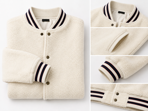 Blouson bomber beige marron écologique délavé avec logo lettre, col en V, manches classiques, fermeture éclair, décontracté, unisexe, polyester/coton - Product Image 4