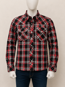 เสื้อเชิ้ตผ้าสักหลาดลายสก็อตสีแดงดำสำหรับผู้ชาย แบรนด์ AERO แขนยาว ปิดด้วยซิป คอปกแบบลำลอง ผ้าฝ้าย 100% ป้องกันการเป็นขุย ใส่ได้ในช่วงฤดูใบไม้ผลิ - Product Image 1