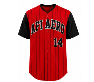 Maillot de baseball rouge et noir à rayures fines, 14, manches courtes, boutons sur le devant, uniforme d'équipe personnalisé, coupe régulière pour adulte - Product Image 4