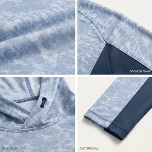 Chemises de pêche à manches longues pour hommes avec logo personnalisé, protection solaire UPF 50+, masque intégré, cache-cou anti-UV, sweat à capuche léger pour la pêche, en vente - Product Image 6