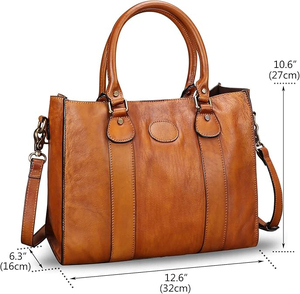 Bolso de Mano de Cuero Genuino para Mujer, Marca Leather Spot, con Correa Desmontable, Bolsillo para Teléfono Celular, Estilo Vintage, Portátil y Elegante - Product Image 2