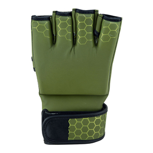 Gants d'entraînement MMA et Kickboxing demi-doigts Rahsal Industries en cuir avec fermeture unisexe pour arts martiaux Vert Hex - Product Image 2