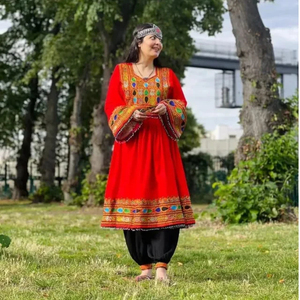 Modern Ethnic Tribal Traditional Embroidered Lace Afghan Kuchi Handmade Appliques Ruffles Women's Wedding Afghan Kuchi Dresses - Product Image 4