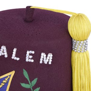Sombrero Fez Masónico Shriners, Color Granate con Pedrería Blanca Brillante, Fieltro/Terciopelo, Duradero, Bajo MOQ, Servicio OEM, Venta al Por Mayor - Product Image 5