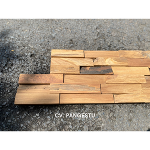 Panneaux muraux insonorisés en teck recyclé à motif géométrique moderne pour villas, divertissement et usage domestique - Product Image 4