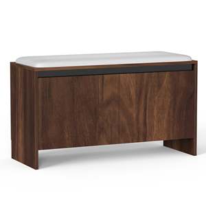 Meuble à chaussures moderne en bois Mavis avec siège rembourré, armoire de rangement pour chaussures, organisateur de pantoufles et de chaussures pour salon et usage domestique - Product Image 5