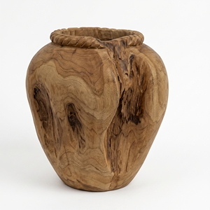Jarrón Decorativo de Madera de Teca, Maceta Natural con Efecto de Erosión, Macetero de Lujo Balinés Hecho a Mano, Adornos para Sala de Estar, Conjuntos para el Hogar - Product Image 1