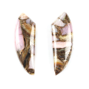 Opale rose naturelle, coquille d'ormeau cuivrée, forme dents d'éléphant, dos plat, calibrée, 10x30mm, pierres précieuses en vrac pour la fabrication de bijoux - Product Image 1