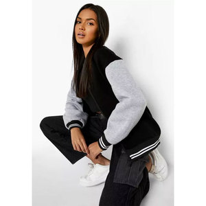 เสื้อแจ็คเก็ตเบสบอลสไตล์ลำลองสำหรับผู้หญิง ปักลายตัวอักษรแบบ Letterman สไตล์วิทยาลัยสำหรับฤดูใบไม้ร่วง - Product Image 6