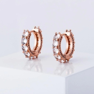Élégantes boucles d'oreilles pour femmes avec diamants de laboratoire, en argent/or/or rose, style tendance, brillance éclatante, plaqué or rose, certifiées IGI - Product Image 4