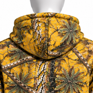 Mustard Nature Print <b>Zip</b> Up <b>Hoodie</b> Mens Outdoor Casual Hooded Sweatshirt with Drawstring Front <b>Pockets</b> Warm Streetwear Jacket - Product Image 4
