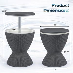 Tavolino da Esterno Grigio in Imitazione Rattan con Frigorifero Portatile da 8 Galloni, 2 Altezze Regolabili e Tappo di Scarico - Product Image 5