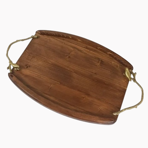 Bandeja de Servicio de Alimentos para Hotel, Diseño Moderno, Bandeja de Madera con Asa Metálica Floral, Plato para Servir Postres, en Oferta - Product Image 2
