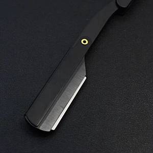 Rasoir droit à manche en plastique noir, lame simple en acier inoxydable, pliable, pour usage professionnel en salon de coiffure - Product Image 5