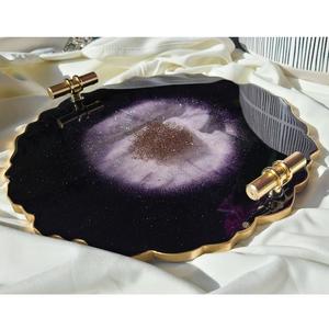 Plateau en résine plaqué artisanal plateau de service ensemble de sous-verres en bois de haute qualité personnalisé maison Restaurant occasions de nourriture indienne - Product Image 1