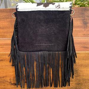 New Hair on Hide Fur Leather Fringe Handbag Cowhide Leather Hot Selling Crossbody Purse Stylish <b>Turquoise</b> Stone Sling Bag Gifts - Product Image 5