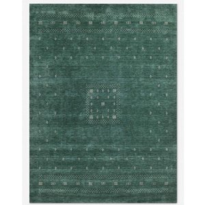 Tapis tribal solide, style minimaliste tissé à la main, géométrique, bohème, pour salon et chambre, en laine, moderne, vert, décoration artisanale - Product Image 1
