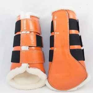 Bottes de protection pour chevaux, couleur verte unie, doublées en polaire, avec sangles réglables pour la protection des jambes - Product Image 6