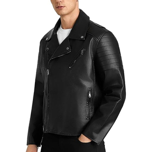 Veste en cuir véritable pour homme, best-seller, classique, noire, style motard, avec logo personnalisé - Product Image 4