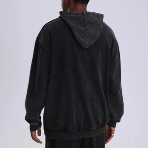 Sudadera con Capucha Personalizada con Logotipo, Estilo Urbano, 420 g/m², Algodón, Talla Grande, Corte Cuadrado, Lavado Ácido, Efecto Desgastado - Product Image 3