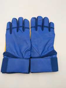 Blue Leather Batting <b>Gloves</b> With Hook And Loop Closure For Training Unisex Adult Ambidextrous Durable - Product Image 1