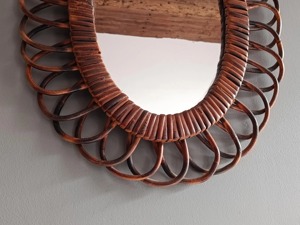 Oval Rattan <b>Mirror</b> Natural Handwoven Wall Frame For Daily Grooming For Makeup Hair Styling And Skincare Routine From India - Product Image 3