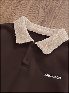 เสื้อสเวตเชิ้ตผู้ชายปักลายตัวอักษร ผ้าฝ้าย 100% แขนยาว คอปก ติดกระดุม สไตล์สตรีทแวร์ ทรงโอเวอร์ไซส์ สำหรับฤดูหนาว - Product Image 3
