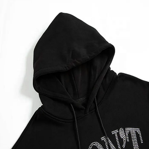 Unisex Black Graphic Hoodie Oversized Streetwear Pullover Hoodie <b>Slogan</b> Print Hooded <b>Sweatshirt</b> Casual Long Sleeve Fleece Hoodie - Product Image 2
