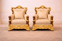 Ensemble de canapés carrés de luxe 5 places en teck à dossier haut, garnis d'éponge, style villa, avec table basse pour salon
