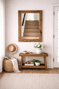 Miroir mural en bois style bohème, miroir mural en rotin naturel pour décoration intérieure bohème, miroir suspendu en gros - Product Image 3