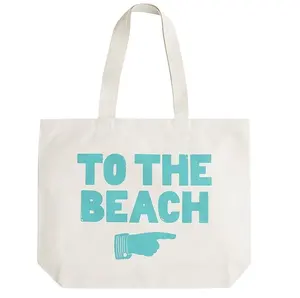 2022 White Beach Tote Bag Manufacturer online shopping Foldable White Plain Cotton Rope Handle Canvas Beach Bag Tote