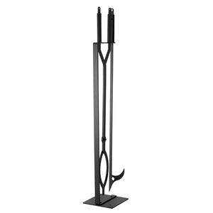 Set di 3 Utensili per Caminetto in Ferro Battuto con Supporto, Include Paletta e Pinze per Caminetti a Legna - Product Image 1