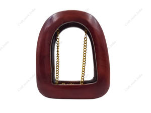 Pochette en bois artisanale avec poignée découpée et chaîne dorée pour femme – Sac de soirée de luxe rigide pour mariage et événements - Product Image 3