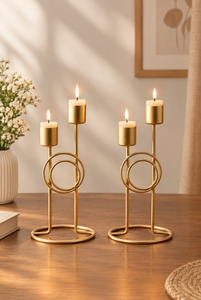 Juego de Candelabros Cuadrados Modernos de Aluminio con Acabado Dorado, Decoración para el Hogar, Centro de Mesa para Bodas y Cumpleaños - Product Image 3