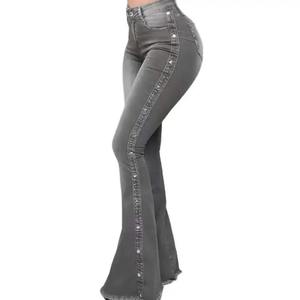 Jeans Casuales Impermeables para Mujer Tallas Grandes, OEM, Elásticos, de Mezclilla, Cintura Alta, de Algodón, Pierna Ancha, Venta al Por Mayor, Moda de Alta Calidad - Product Image 4