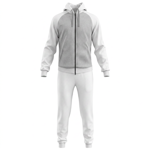 Unisex Yellow <b>White</b> Color Blocking Tracksuit Full Zip Hoodie <b>Jogger</b> Casual Sweatset Solid Design Breathable Cotton Autumn Wear - Product Image 4