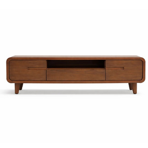 Meuble de salon en bois massif de style mid-century modern avec 2 tiroirs et 1 étagère de rangement pour usage intérieur - Product Image 2
