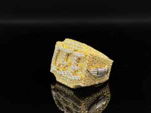 Bague en or massif 24 carats pour homme, sertie de diamants taille brillant ronde, style hip-hop, bijou cadeau - Product Image 2