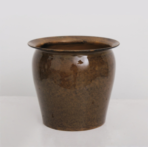 Pot de fleurs décoratif en plastique effet céramique rustique, pot rond en métal émaillé, jardinière moderne pour intérieur et extérieur - Product Image 1