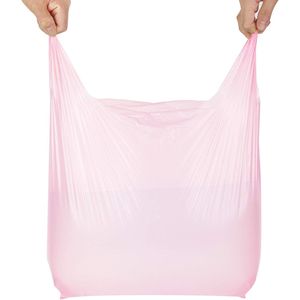 Sacchetti di Plastica Rosa con Manici per T-Shirt, 12x20 Pollici, per Negozi di Alimentari e Commercio al Dettaglio, 50 Pezzi - Product Image 6