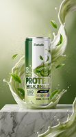 Vente flash : Milk-shake protéiné Datafa au matcha 330 ml, faible en gras, faible en glucides, boisson nutritionnelle en canette