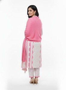 Premium Pink <b>Wool</b> Shawl <b>Wrap</b> Polka Dot Breathable Ethnic Scarf Textured Bollywood Style Winter Accessory for Festival Wear - Product Image 3