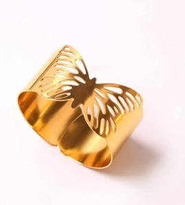 ที่ใส่ผ้าเช็ดปากโลหะตัดด้วยเลเซอร์ สีทองและสีเงิน สำหรับตกแต่งโต๊ะอาหารในร้านอาหารหรูและงานแต่งงานระดับพรีเมียม - Product Image 1