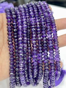 Cuentas Grandes de Piedras Preciosas, Cuentas Facetadas de Amatista Morada Natural AAA, Cuentas de Cuarzo en Forma de Rondelle de 8 mm, Hilo de 8 Pulgadas - Product Image 3