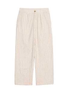 Pantalon plissé large pour femme en coton à rayures fines brodé – Vente en gros, OEM, ODM, personnalisé, décontracté - Product Image 2