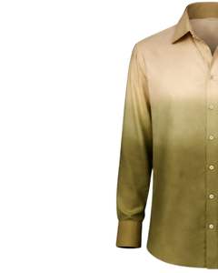 Camisa Formal para Hombre Color Caqui Oliva Degradado, Algodón Premium, Manga Larga, Cierre de Botones, Estilo Casual Elegante, Fabricante OEM Personalizado, Suministro al por Mayor - Product Image 3