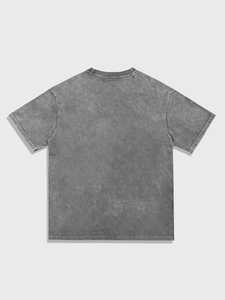 Camisetas de hombre personalizadas de algodón de alto gramaje con lavado ácido, corte holgado, estampado DTG, detalles de tachuelas, estilo streetwear oversize, logotipo personalizado y hombro caído - Product Image 2