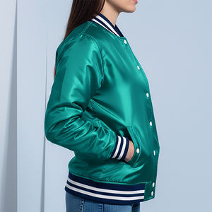 Chaqueta Varsity de Béisbol de Invierno de Primera Calidad, Corte Ajustado, Chaqueta Bomber de Poliéster Brillante de Primera Calidad, Estilo Hip Hop - Product Image 2