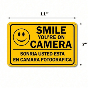 ป้ายเตือนกล้องวงจรปิดโลหะสองภาษา CIFbuy อุปกรณ์เสริมสำหรับการเฝ้าระวังทรัพย์สิน พร้อมบริการรับสินค้าบน TikTok - Product Image 2