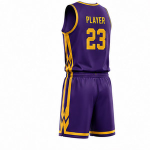 Maillot et short de basketball personnalisés en tissu polyester premium avec technologie de séchage rapide et graphismes d'équipe vibrants - Product Image 4